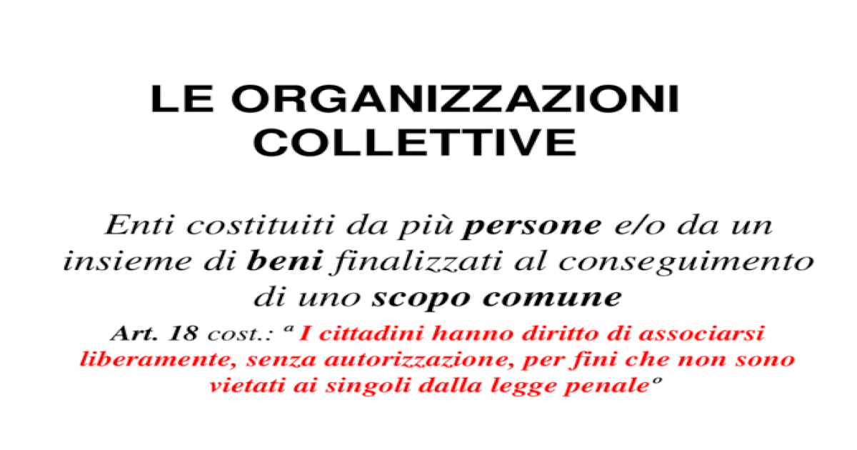 Le organizzazioni collettive